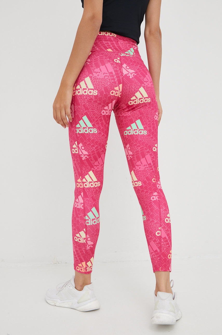 

Легінси для бігу adidas Performance Brand Love жіночі колір рожевий візерунок