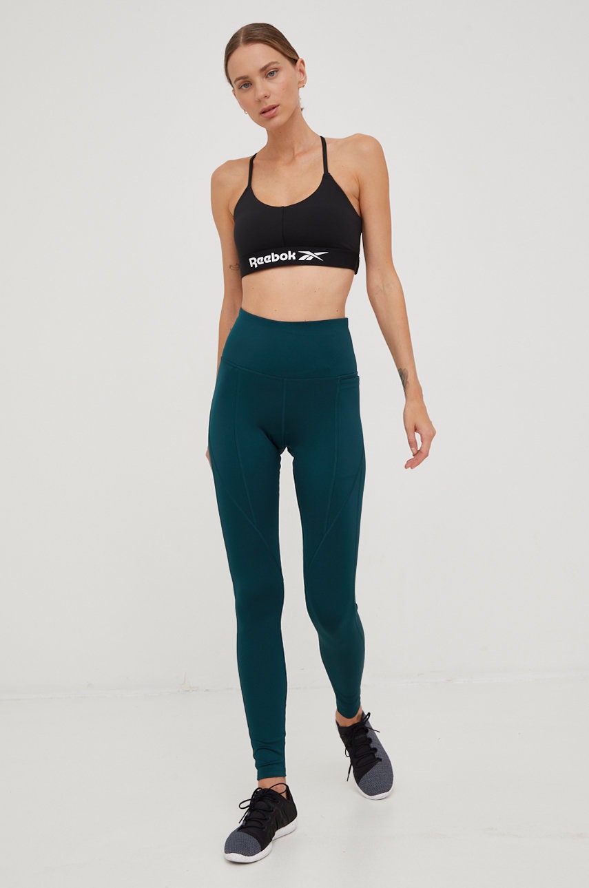 

Легінси для тренувань Reebok Workout Ready Pant Program жіночі колір зелений однотонні