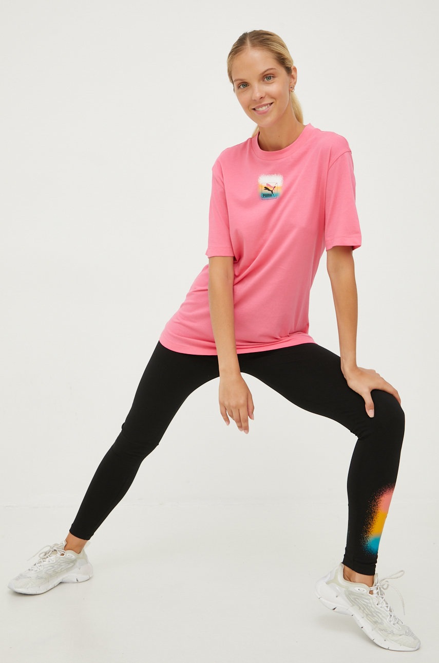 

Легінси Puma Brand Love жіночі колір чорний візерунок