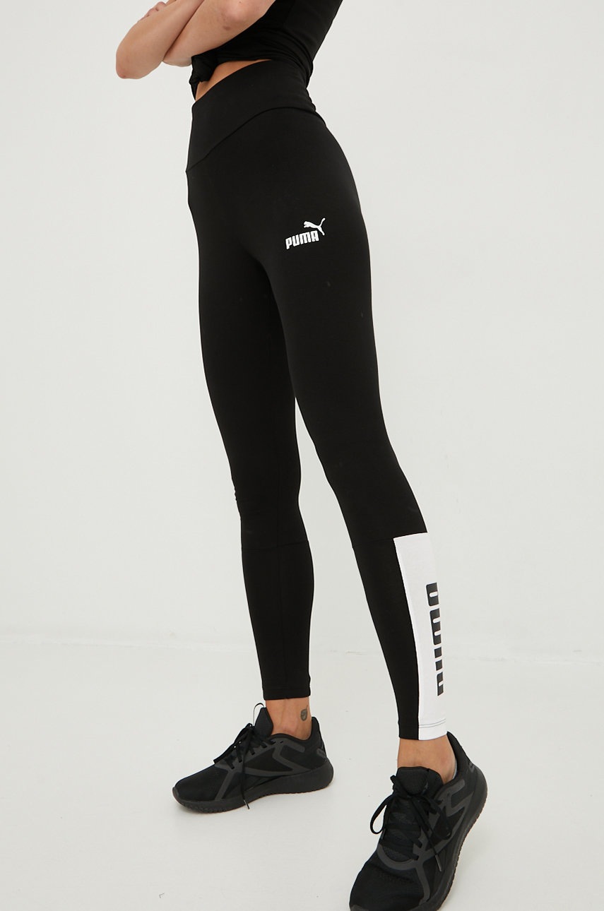 

Леггинсы Puma Power Colorblock женские цвет чёрный с принтом