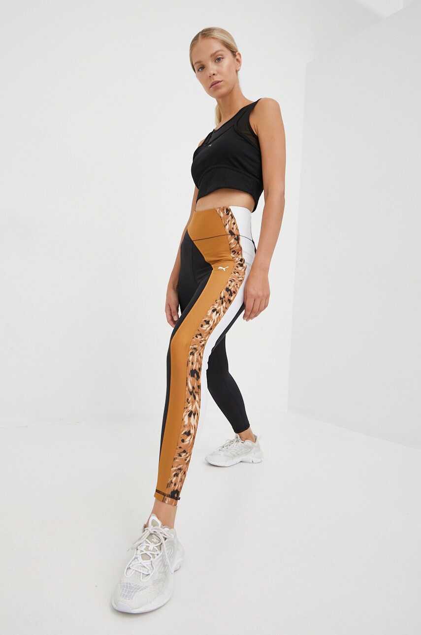 

Тренировочные леггинсы Puma Safari Glam женские цвет чёрный с узором