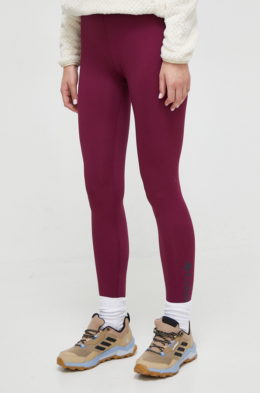 Columbia leggins sport Hike femei, culoarea bordo, neted