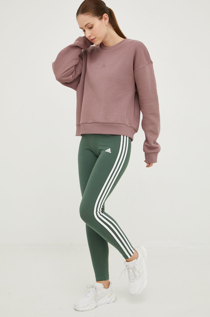 

Леггинсы adidas женские цвет зелёный с аппликацией