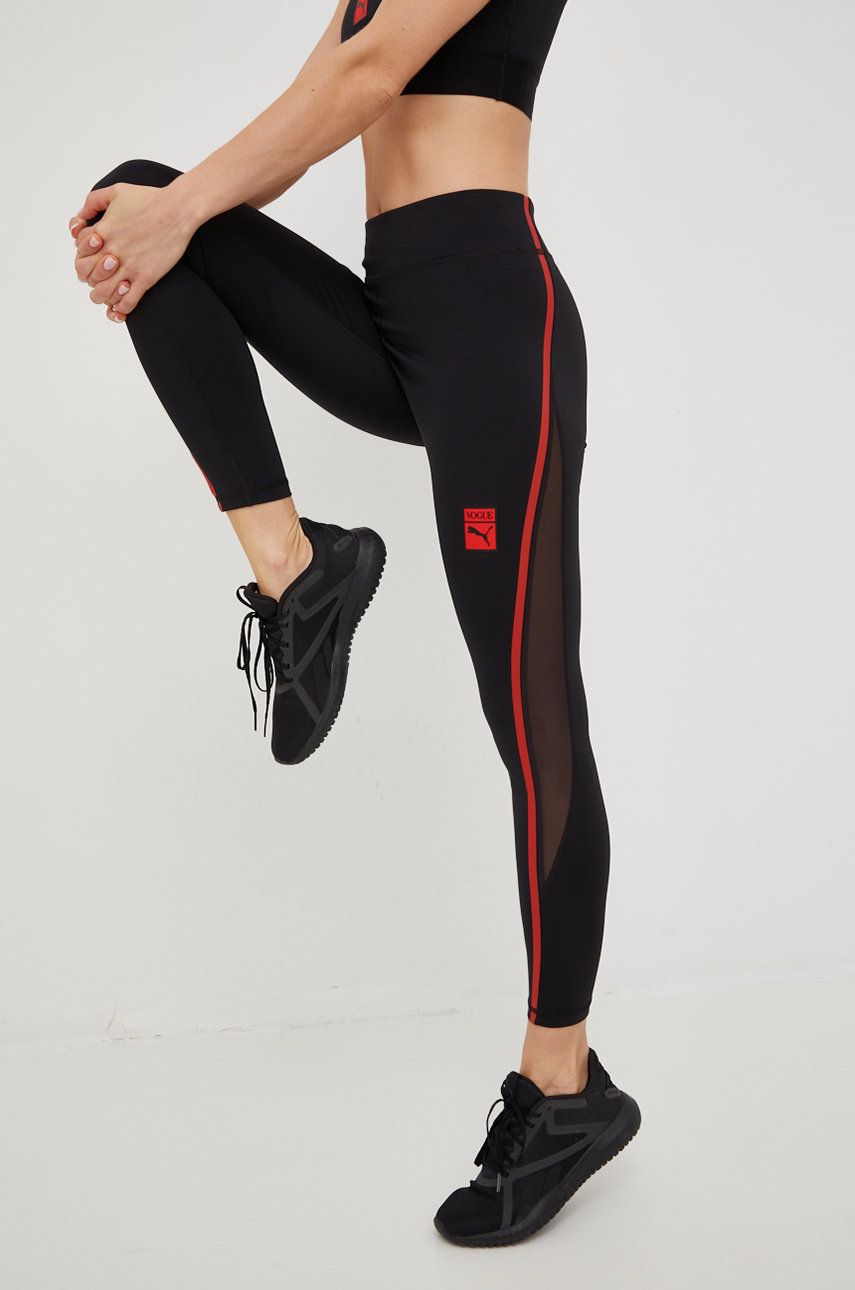 Puma leggins de antrenament X Vogue femei, culoarea negru, cu imprimeu