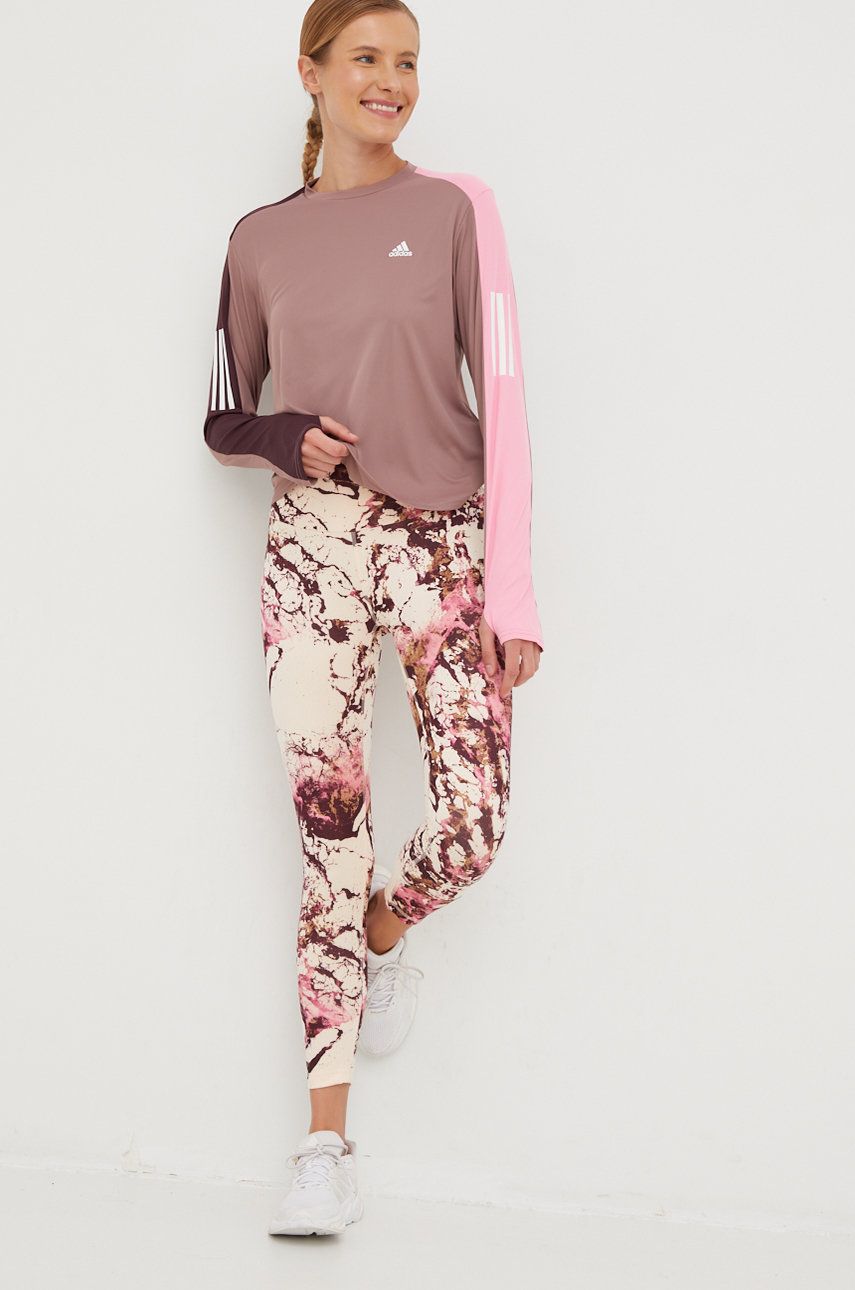 Adidas Performance legginsy do jogi Yoga Essentials damskie kolor różowy wzorzyste
