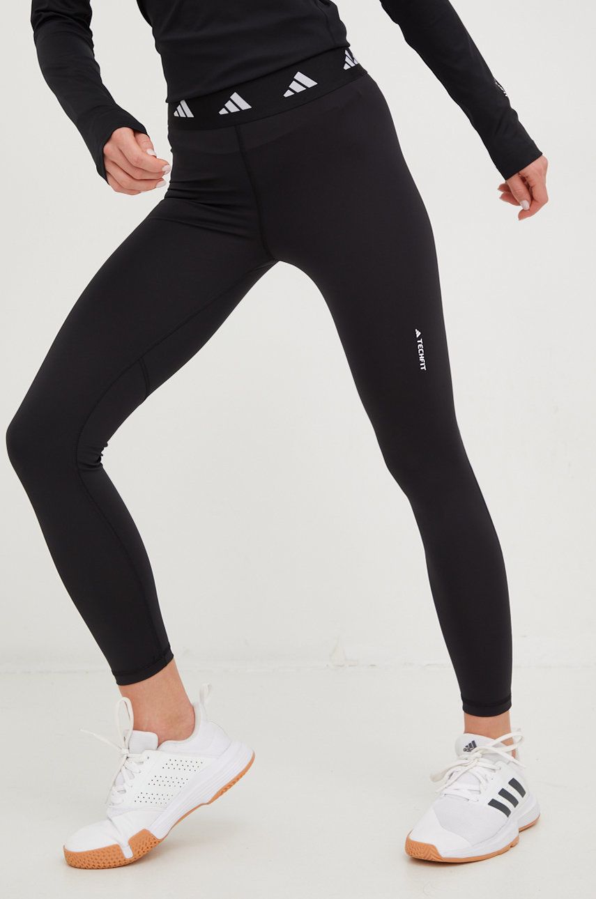adidas Performance leggins de antrenament Techfit femei, culoarea negru, neted