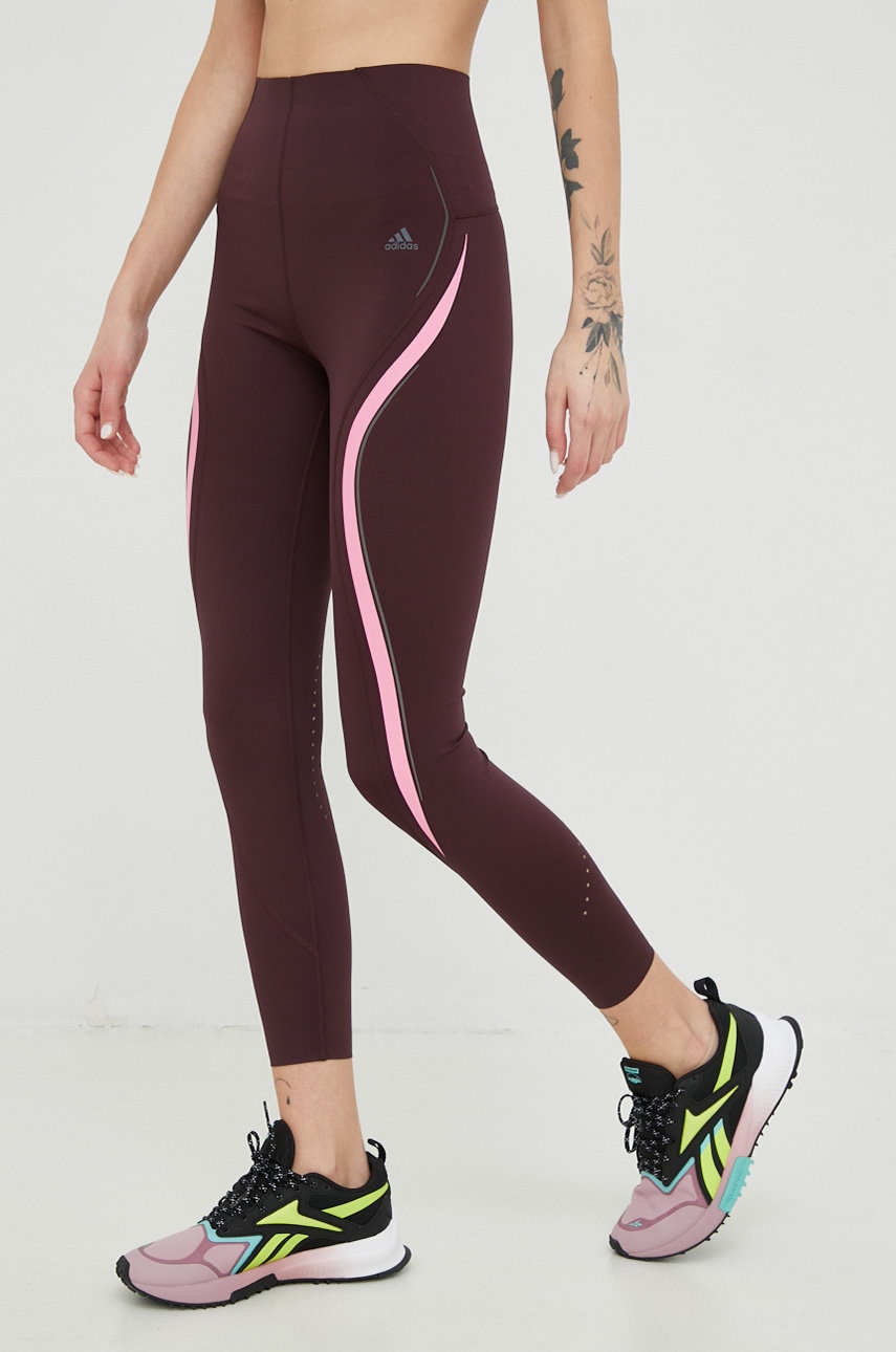 Adidas Performance Leggins De Antrenament Femei, Culoarea Violet, Cu Imprimeu