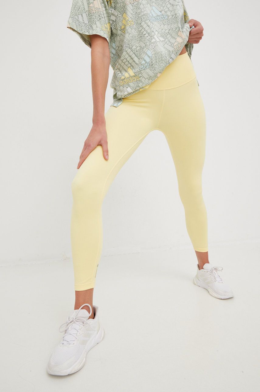 adidas Performance legginsy do jogi Yoga Studio damskie kolor żółty gładkie