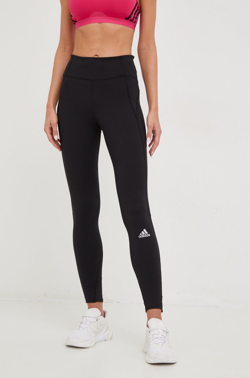 adidas Performance leggins de alergare Own The Run Winter femei, culoarea negru, cu imprimeu ADIDAS imagine megaplaza.ro