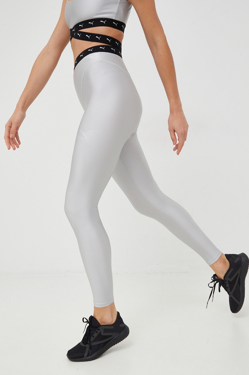 Puma colanti femei, culoarea gri, neted