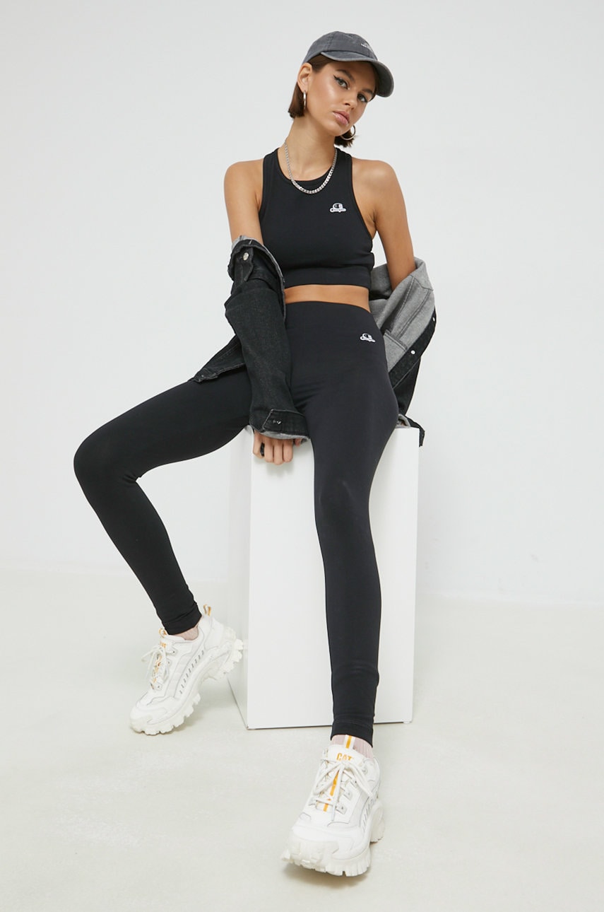 Champion pantaloni femei, culoarea negru, modelator