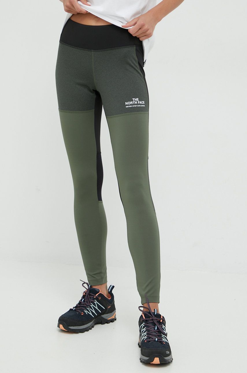 The North Face legginsy sportowe Mountain Athletics damskie kolor zielony wzorzyste