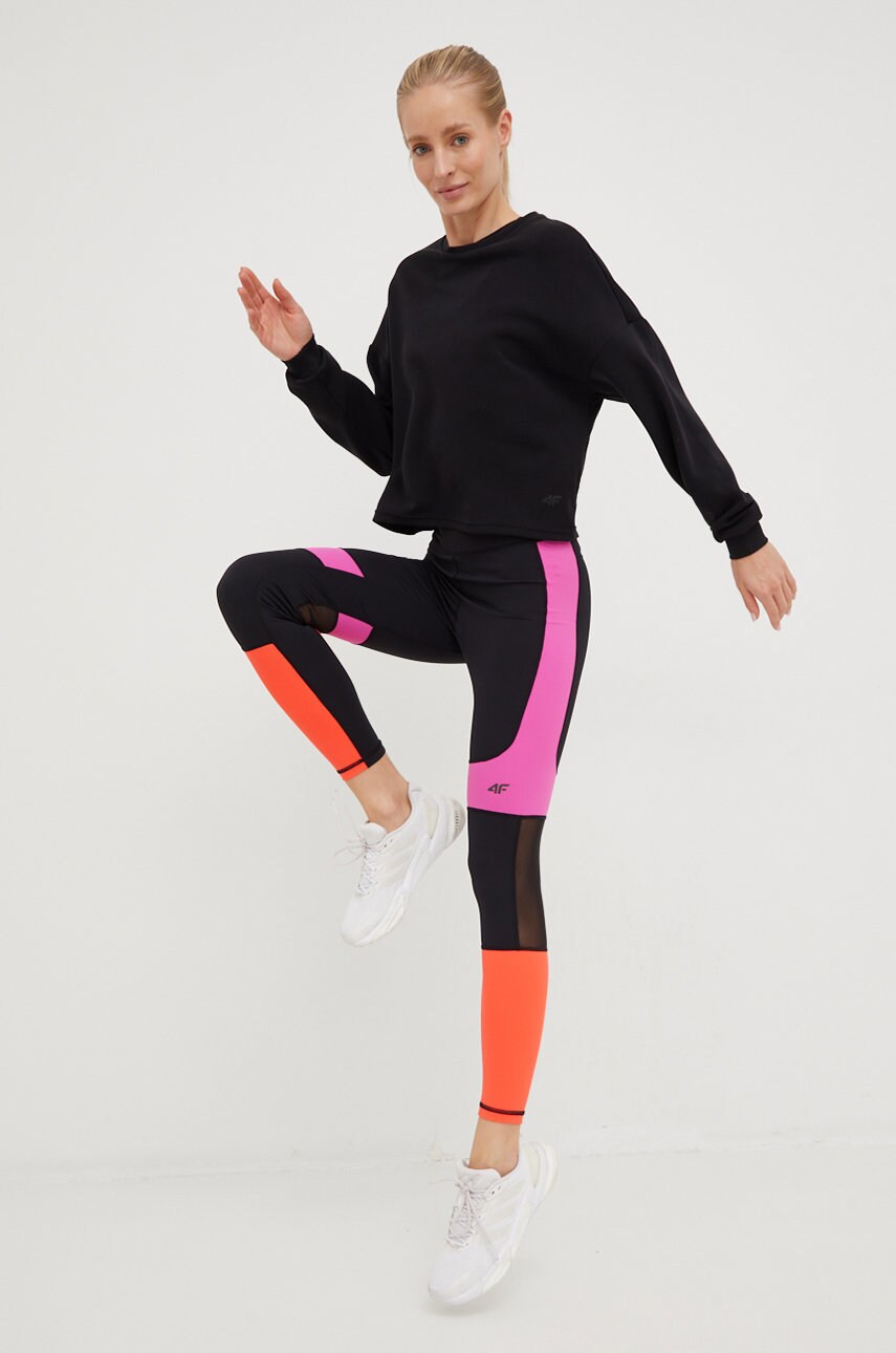 4f leggins de alergare femei, culoarea negru, modelator