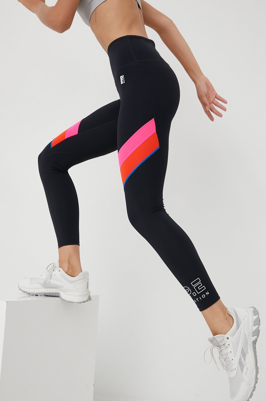 P.e nation leggins de antrenament rewind femei, culoarea negru, cu imprimeu