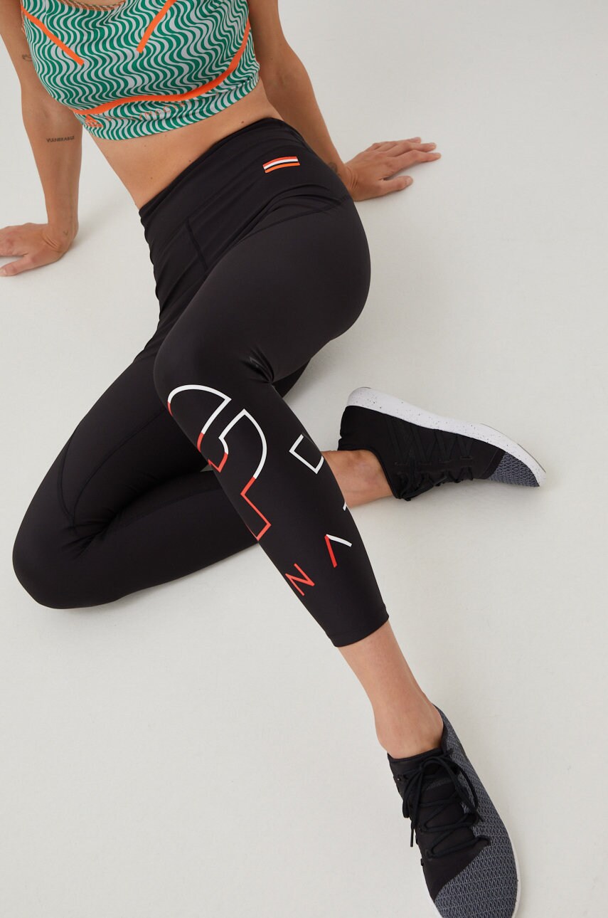 P.e Nation Leggins De Antrenament The Original Femei, Culoarea Negru, Cu Imprimeu