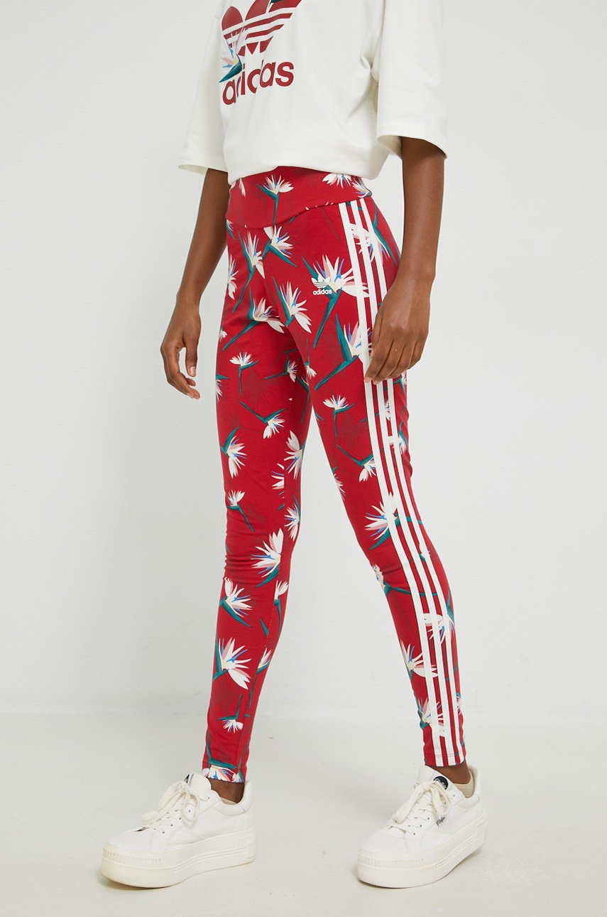

Леггинсы adidas Originals X Thebe Magugu женские цвет красный с узором