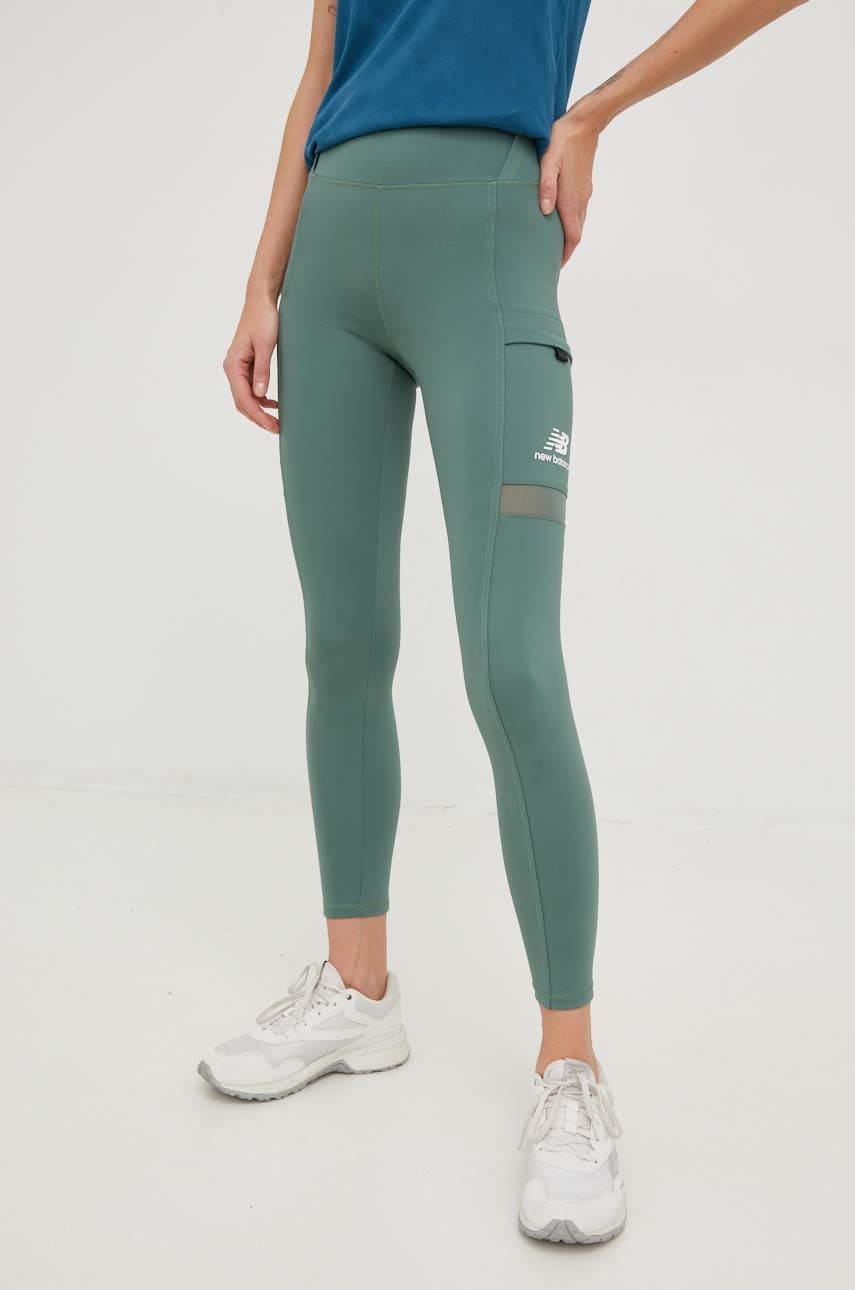 New Balance leggins de alergare All Terrain femei, culoarea verde, neted