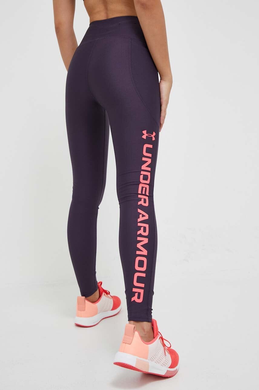 Under armour leggins de antrenament armour branded culoarea violet, cu imprimeu
