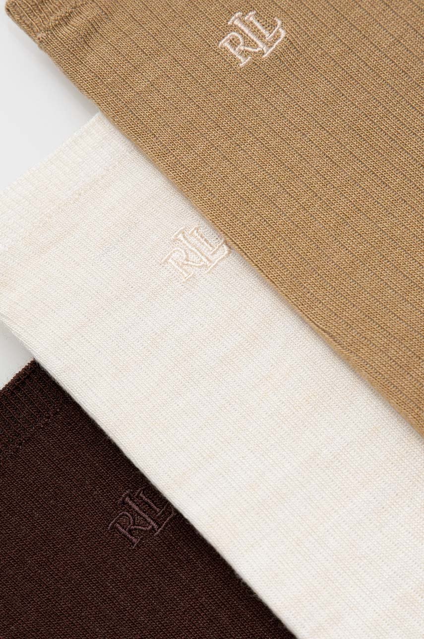 

Шкарпетки з домішкою вовни Lauren Ralph Lauren 3-pack колір коричневий