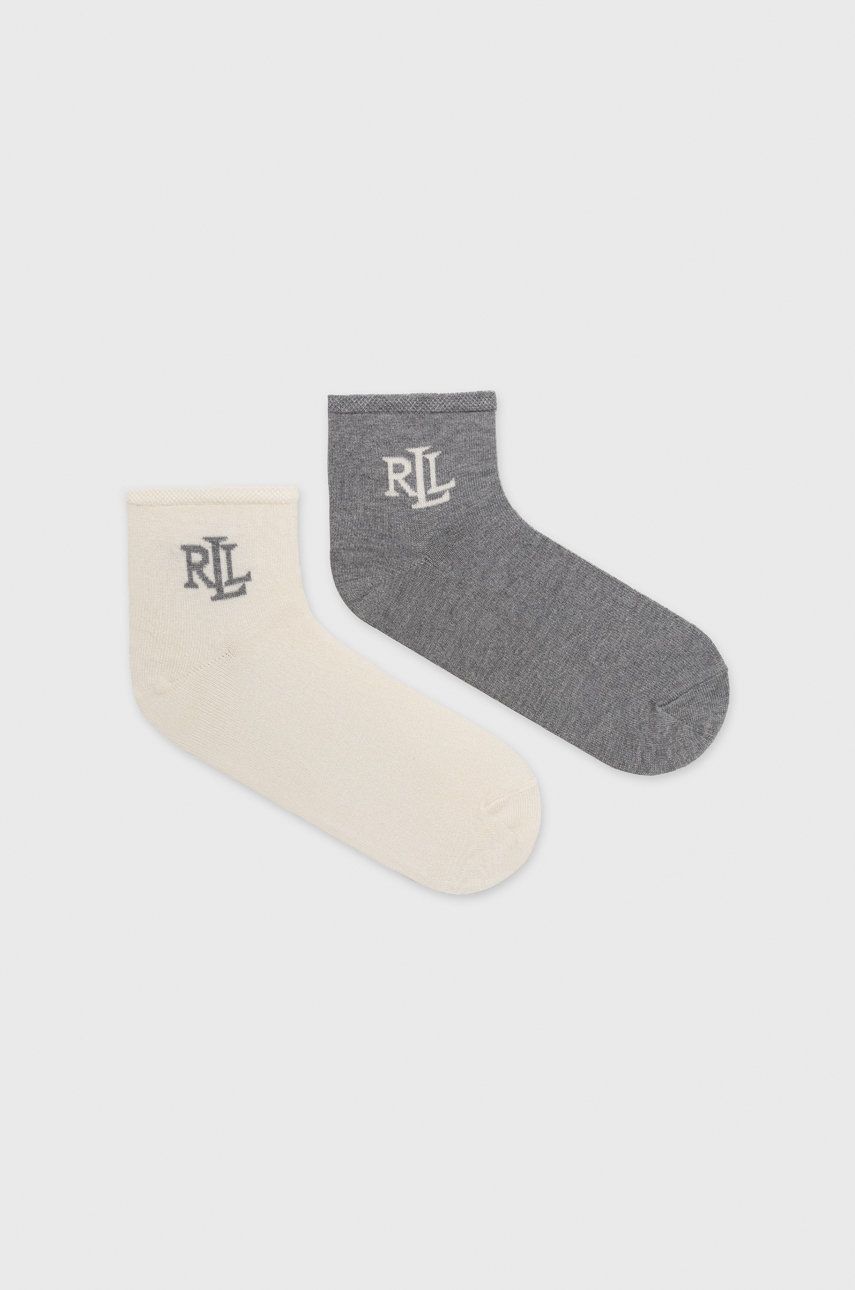 Hedvábné ponožky Lauren Ralph Lauren (2-pak) šedá barva - šedá -  68% Hedvábí