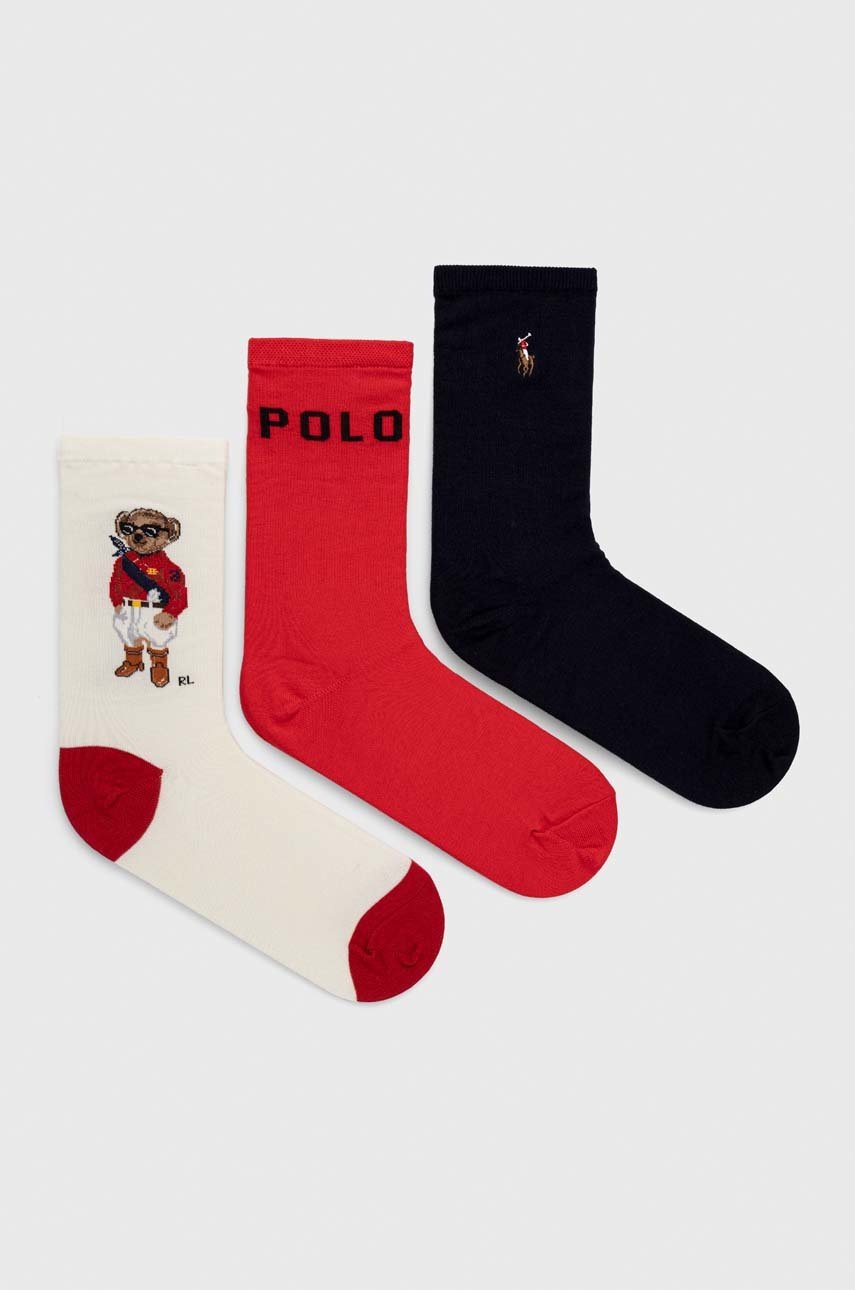 

Чорапи Polo Ralph Lauren (3 броя) в червено, Червен