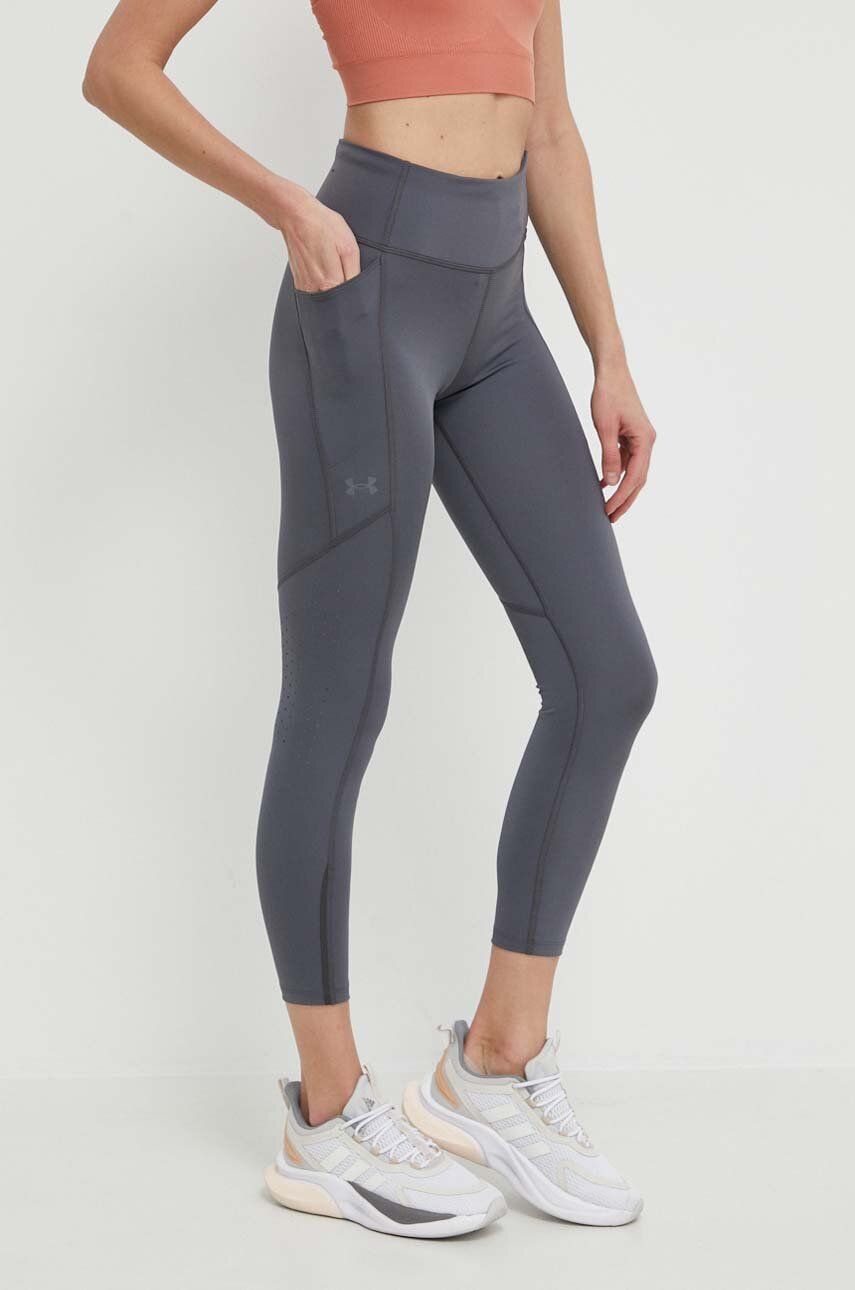 Under Armour leggins de alergare Fly Fast 3.0 culoarea gri, neted