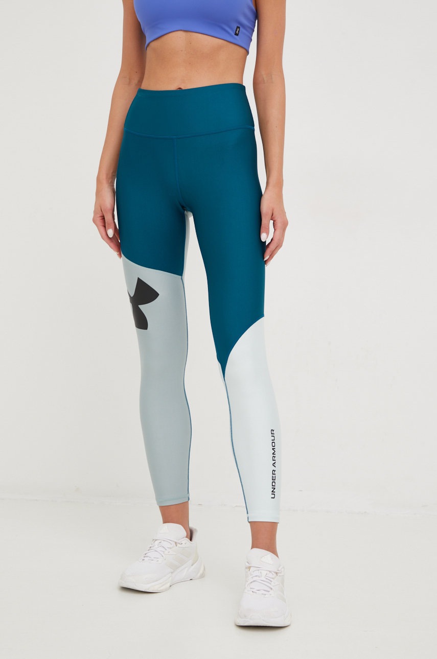 

Легінси для тренувань Under Armour Armour Colorblock жіночі колір зелений візерунок