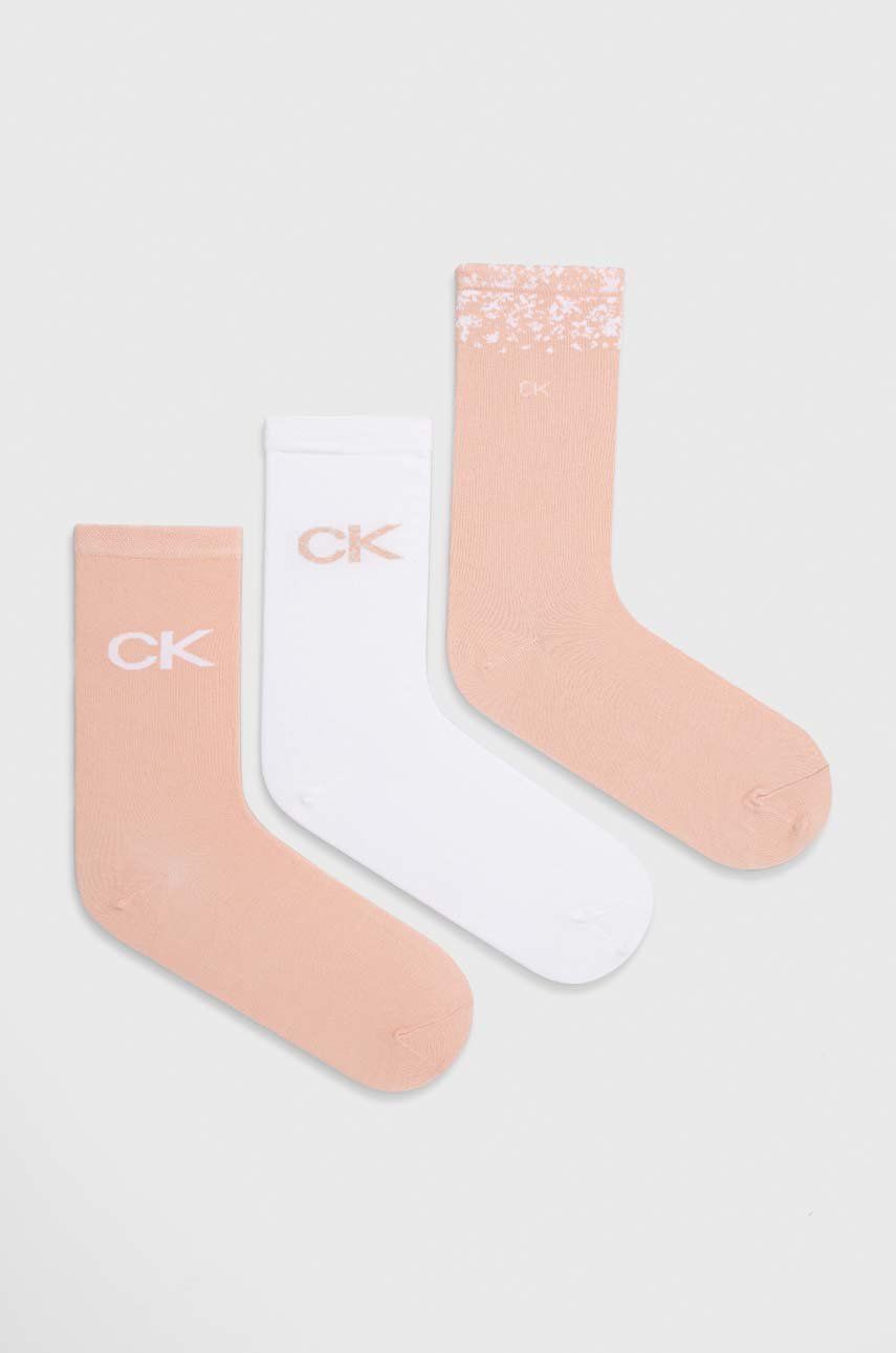 Ponožky Calvin Klein 3-pack dámské, růžová barva - růžová -  Materiál č. 1: 67% Bavlna