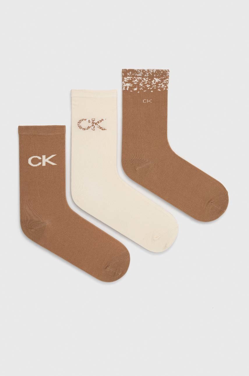 

Чорапи Calvin Klein (3 броя) в кафяво, Кафяв