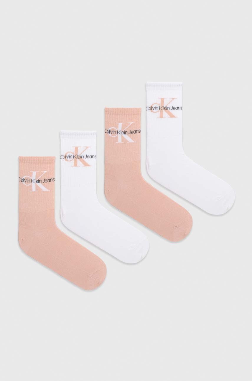 

Чорапи Calvin Klein (4 чифта) в розово, Розов