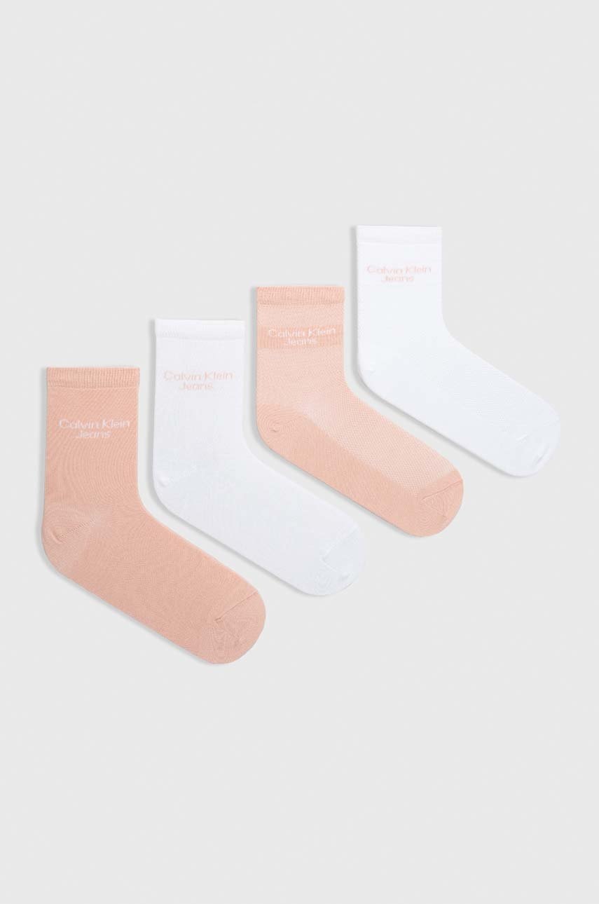 

Чорапи Calvin Klein (4 чифта) в розово, Розов