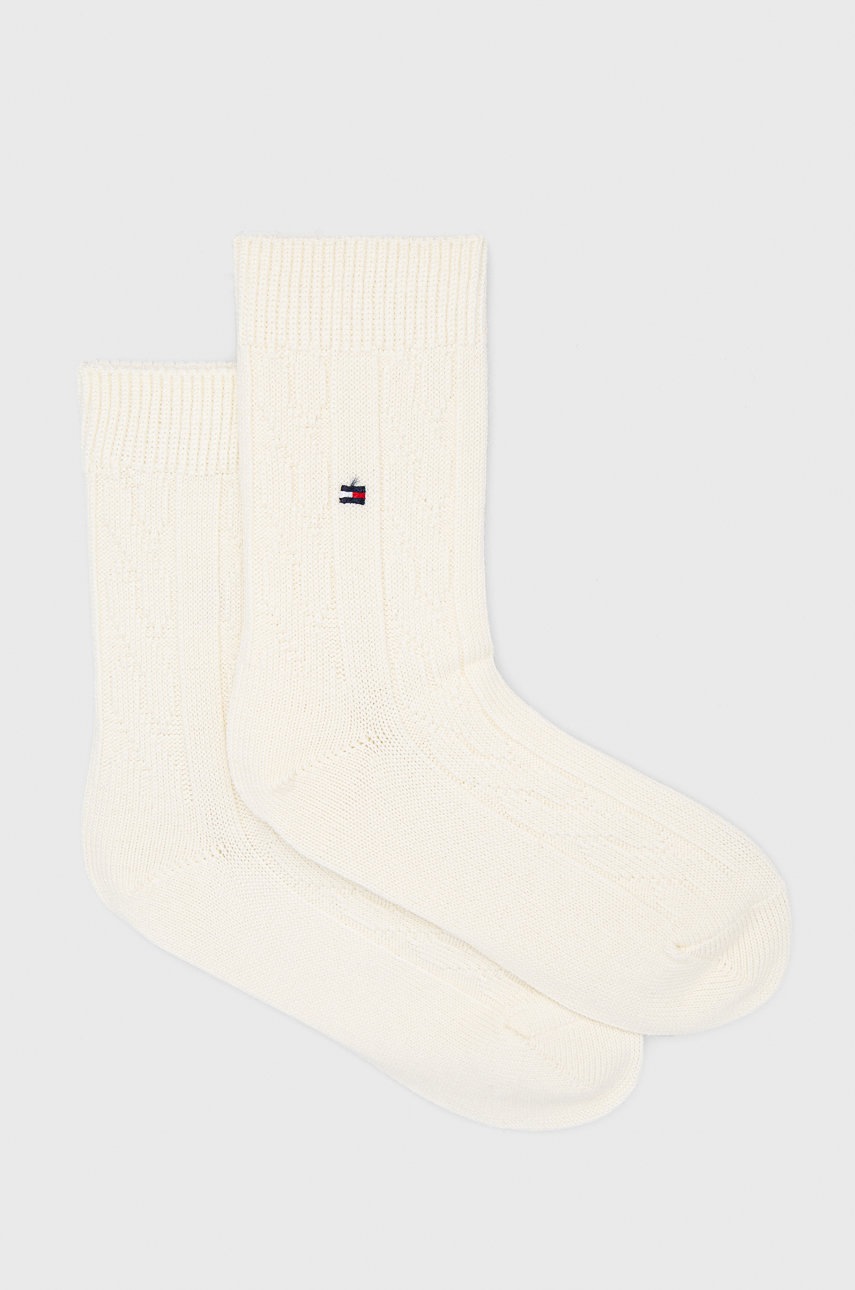 

Вълнени чорапи Tommy Hilfiger в бяло, Бял