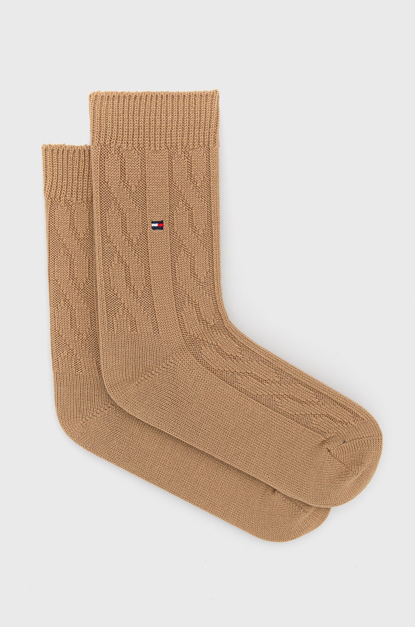 

Вълнени чорапи Tommy Hilfiger в бежово, Бежов