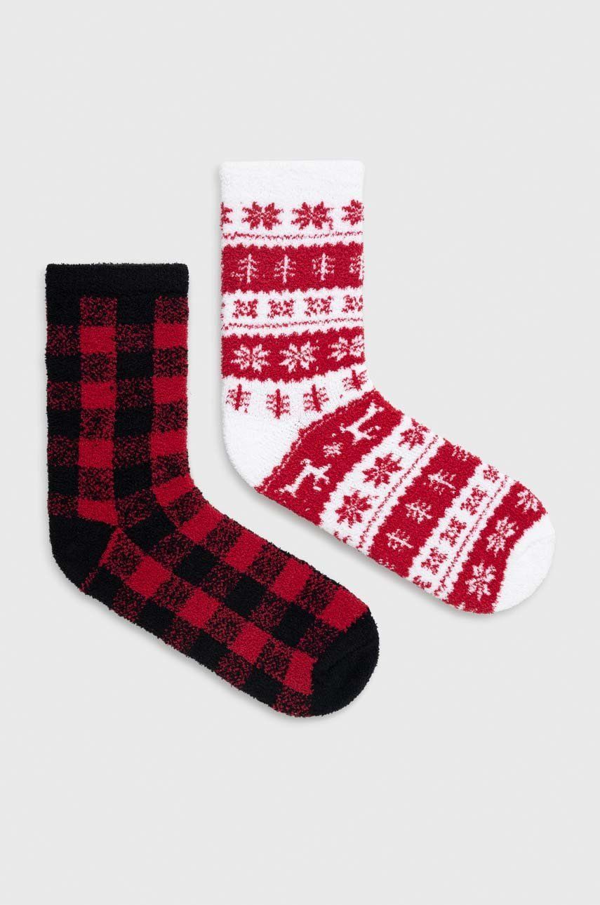 Ponožky Hollister Co. Multipack 2-pack dámské, červená barva - červená -  99% Polyester