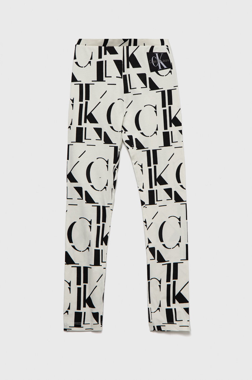 

Детски клин Calvin Klein Jeans в бежово с десен, Бежов