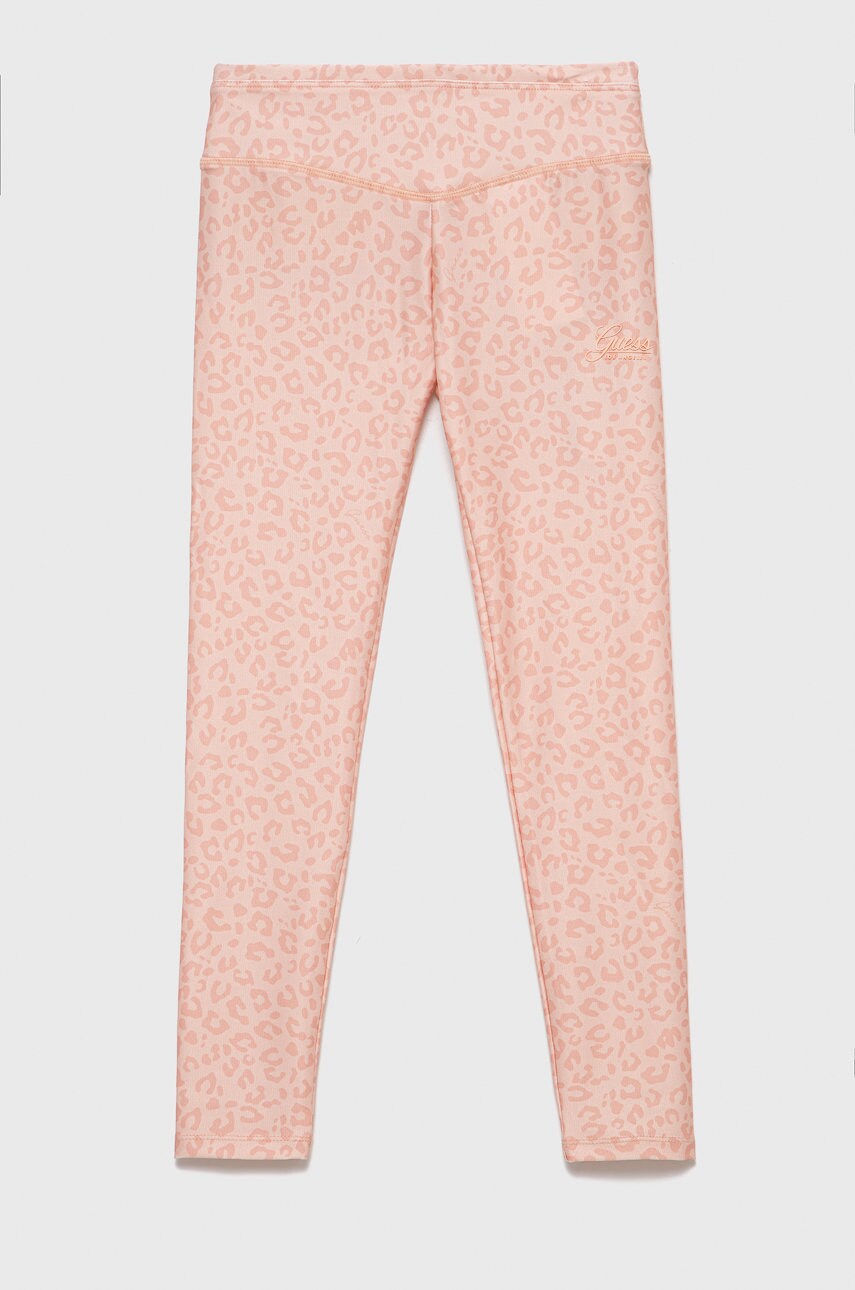 Детские леггинсы Guess цвет розовый с узором Детские леггинсы Guess цвет розовый с узором