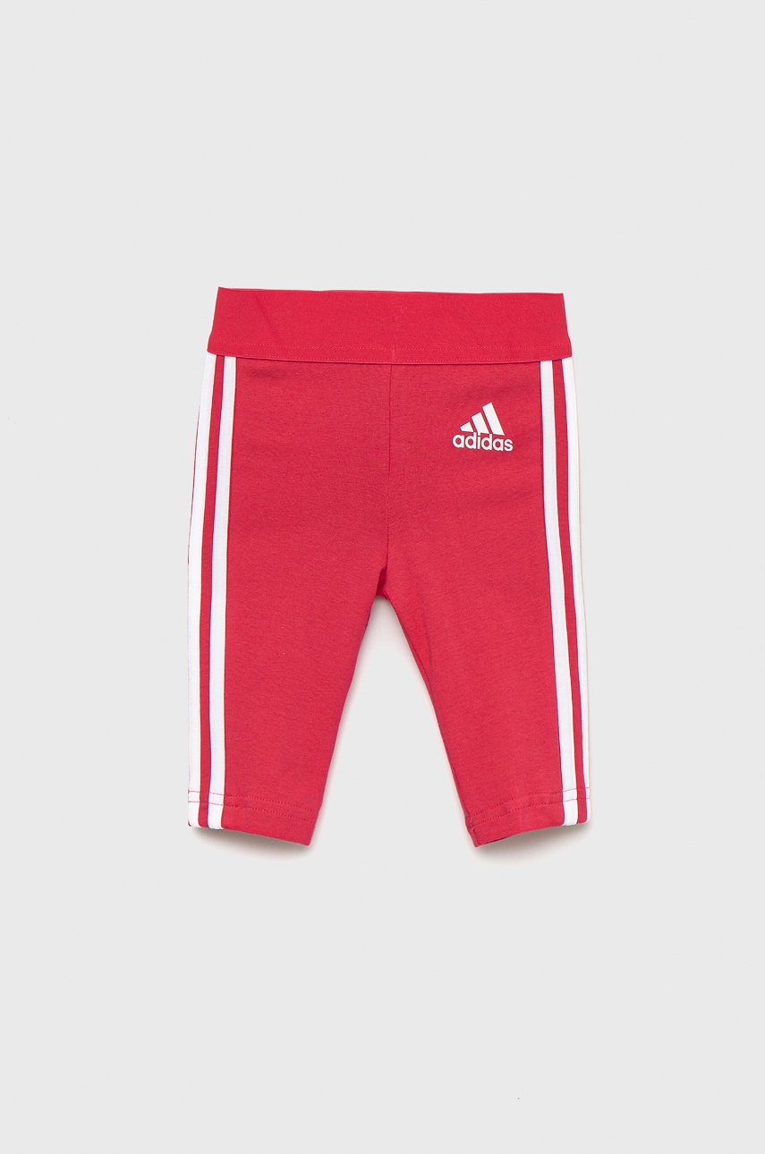 Levně Kojenecké legíny adidas růžová barva, s aplikací