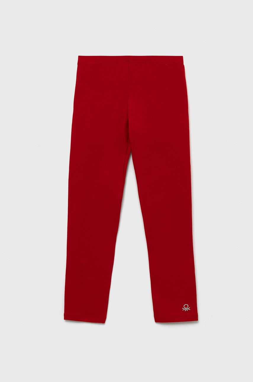 United Colors Of Benetton leggins copii culoarea rosu, neted