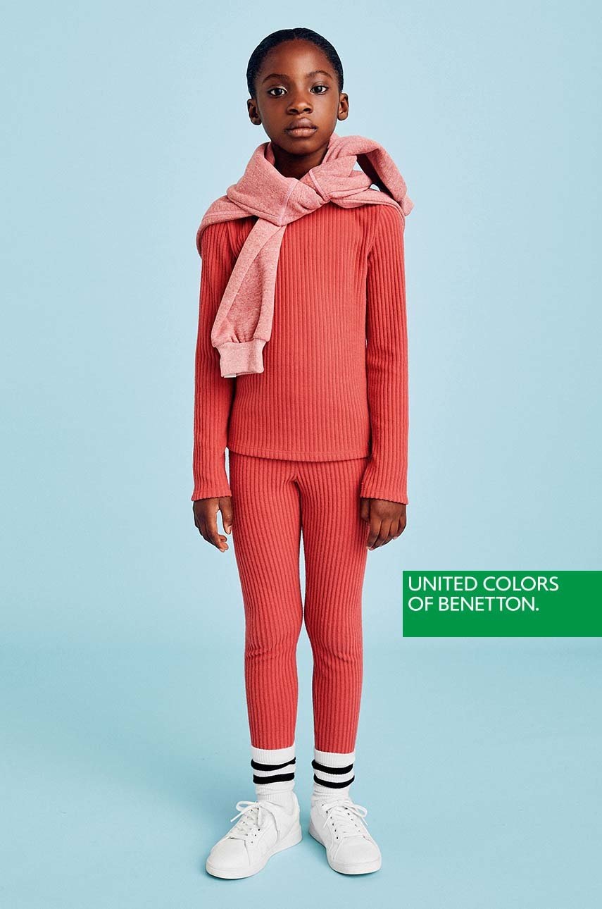 United Colors of Benetton leggins copii culoarea roz, neted