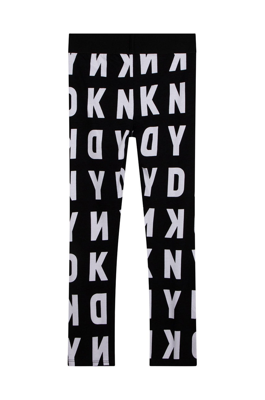 

Дитячі легінси Dkny колір чорний візерунок