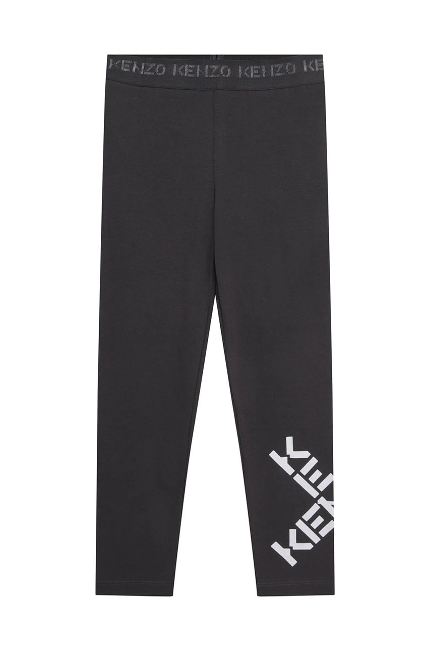 Kenzo kids leggins copii culoarea gri, cu imprimeu