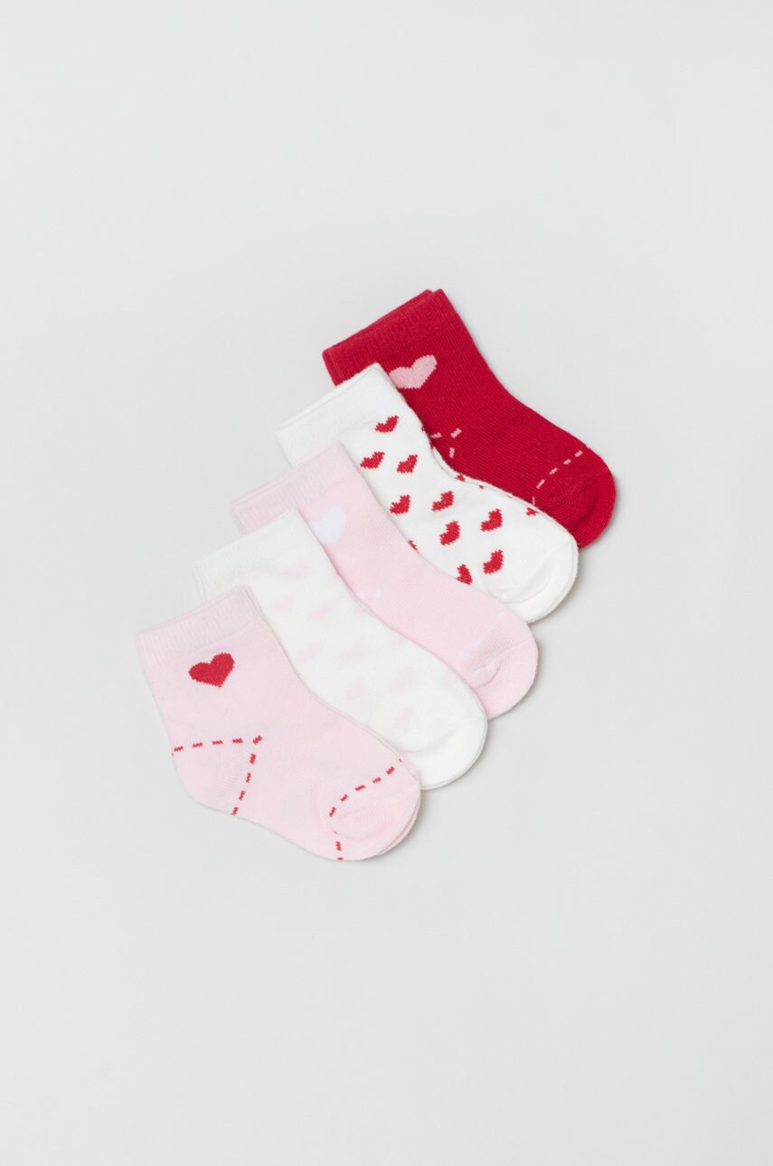 Ovs sosete bebe 5-pack culoarea roz