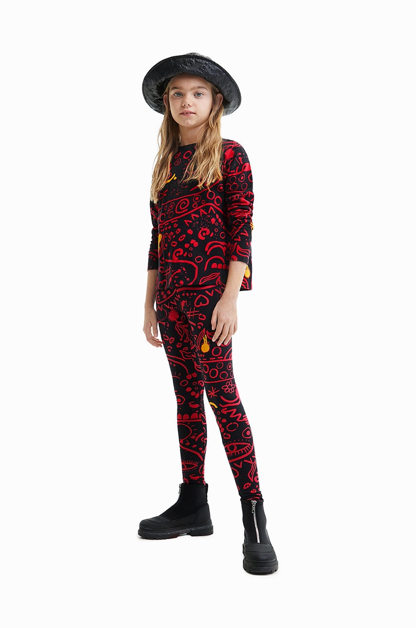 

Детские леггинсы Desigual цвет чёрный с узором