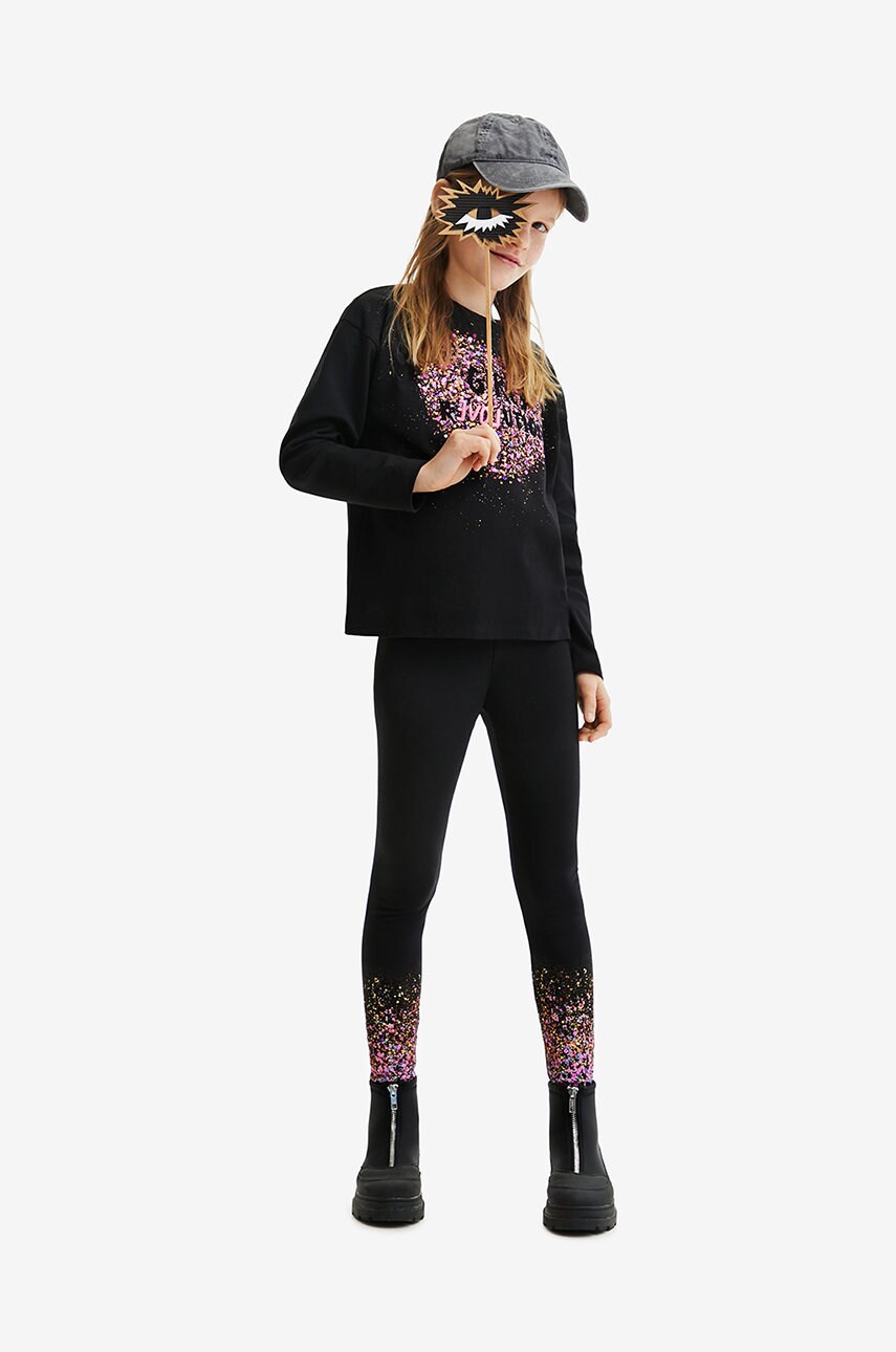 Desigual leggins copii culoarea negru, modelator