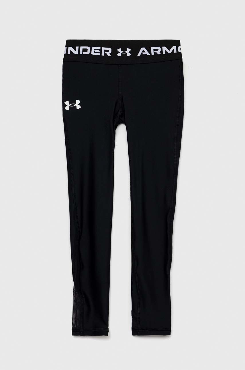 Levně Dětské legíny Under Armour černá barva, hladké