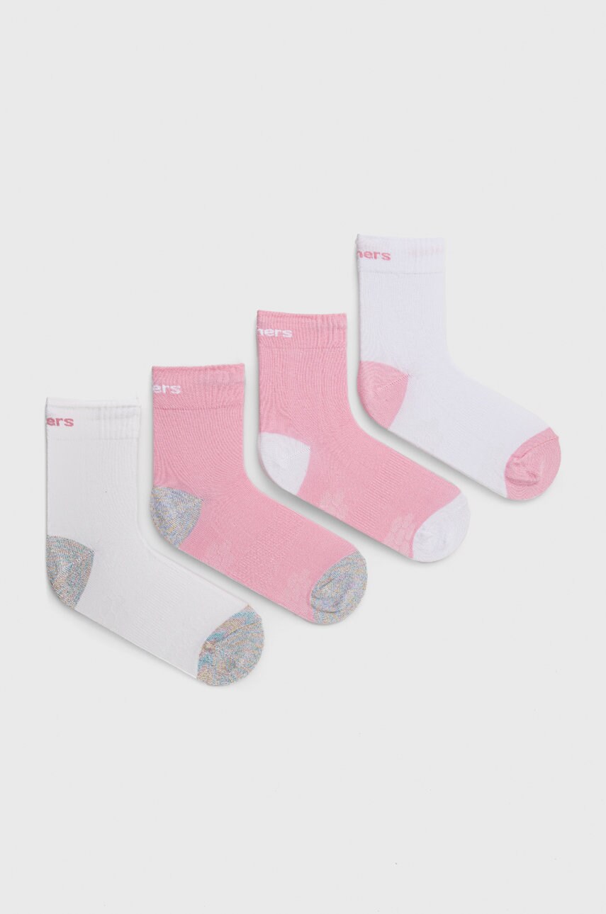 Levně Dětské ponožky Skechers (4-pak) růžová barva