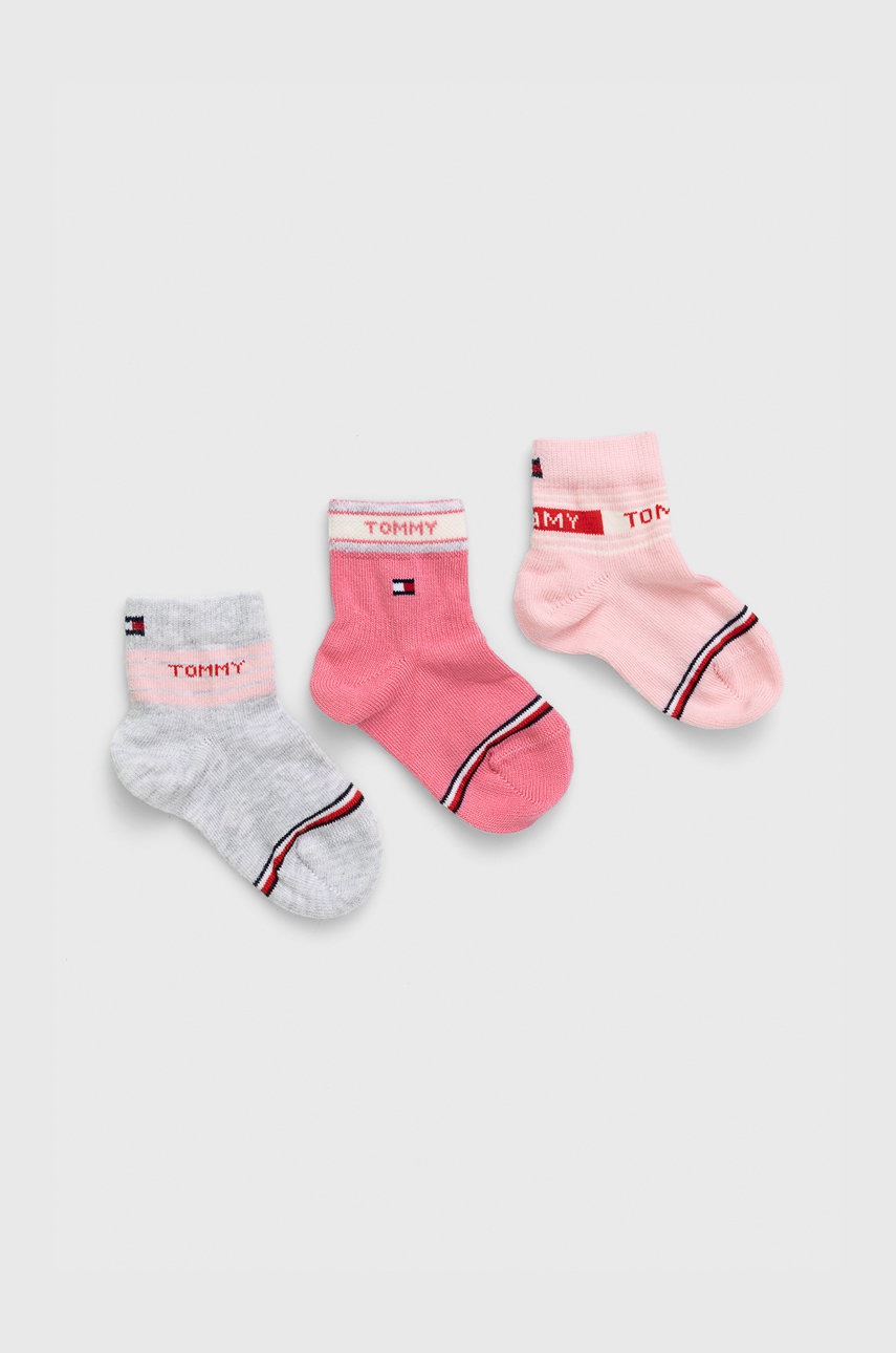 

Детски чорапи Tommy Hilfiger (3 чифта) в розово, Розов