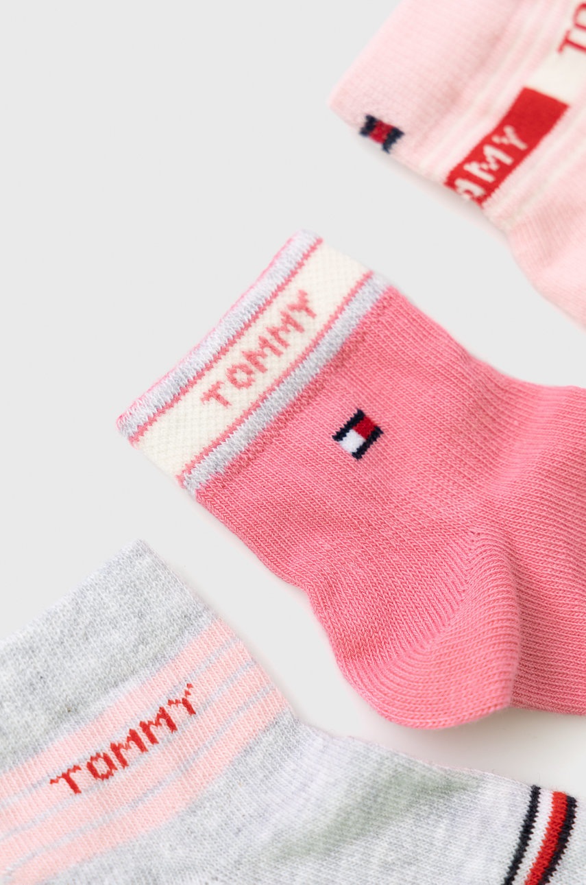 

Дитячі шкарпетки Tommy Hilfiger (3-pack) колір рожевий