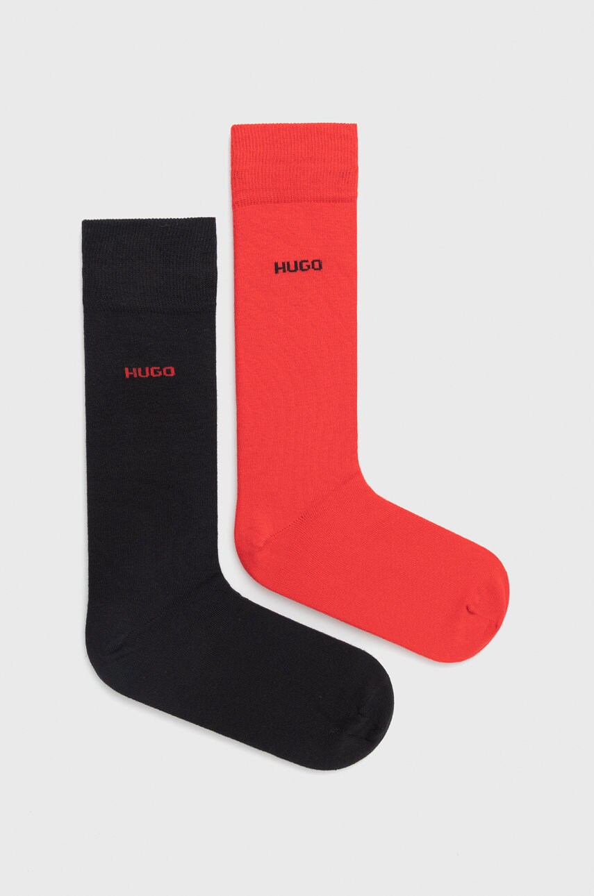 Levně Ponožky HUGO (2-pack) pánské, červená barva, 50468099