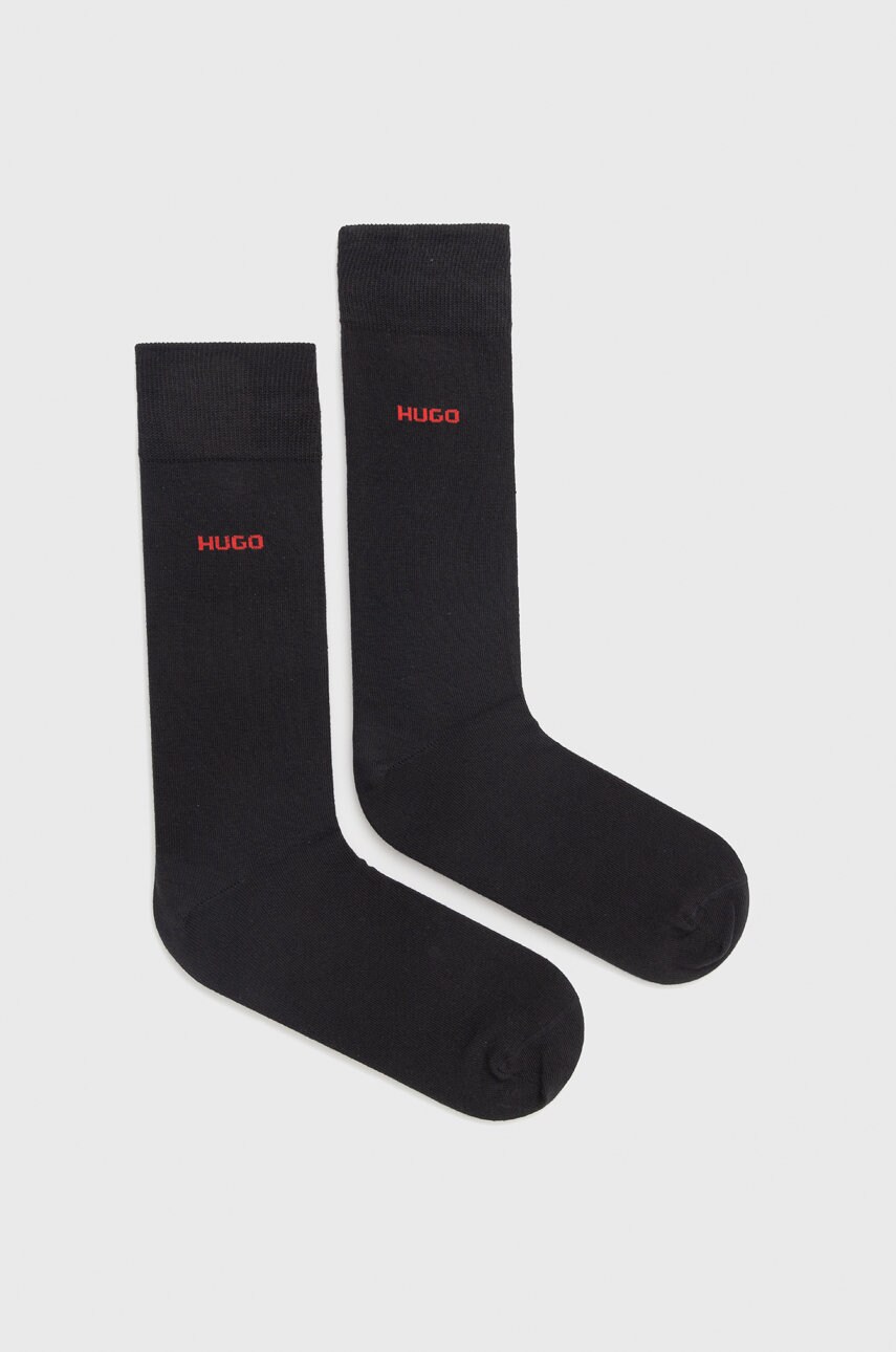 Levně Ponožky HUGO (2-pack) pánské, černá barva, 50468099